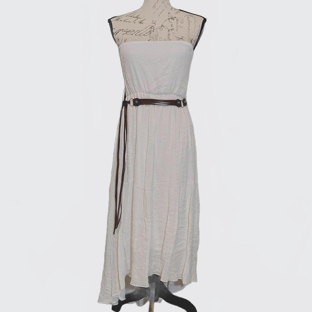 Vintage Poetry Y2K White Strapless  Maxi Dress Large - Boho Romantic Gauzy Beach